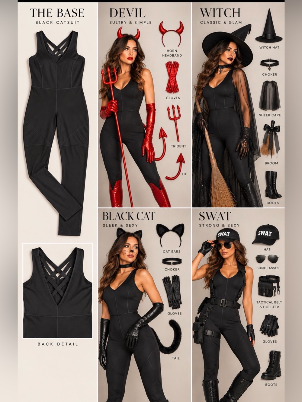 Athletic One Piece Black Catsuit Jumpsuit Strappy Raceback Workout Halloween - Picture 2 of 8